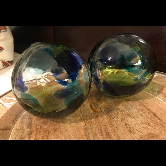 Pier 1 Other - Pier One Mouth blown Glass Earth Orbs- 2